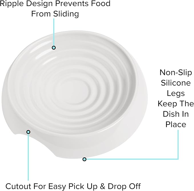 CatGuru Cat Bowls, Whisker Friendly Cat Food Bowl for Indoor Cats, Reliefs Whisker Fatigue, Wide Pet Bowl, Non Slip Pet Feeding Bowls, Shallow Kitten Dish (Marshmallow)