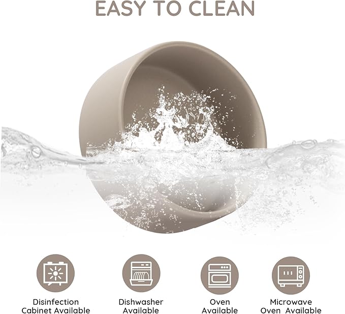 SPUNKYJUNKY 28.7OZ Ceramic Dog and Cat Bowl, Modern Cute Weighted Food Water Bowl for Replacement Grey (1 Pack)