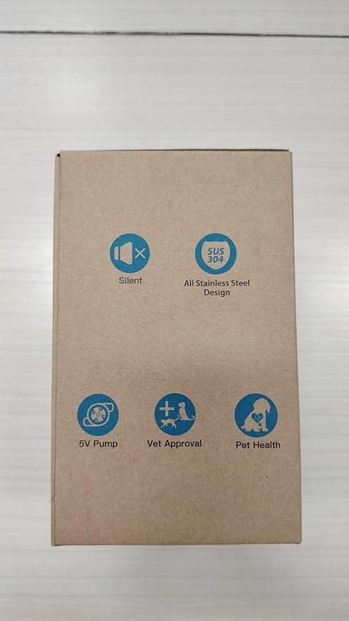 AOOGITF Cat Water Fountain + 6 Filters + 3 Sponges, 304 Stainless Steel Pet Water Fountain, 24 Hours Keep The Water Clean, 74oz Capacity, Ultra-Quiet, No Sputter, Compact, Easy Cleaning