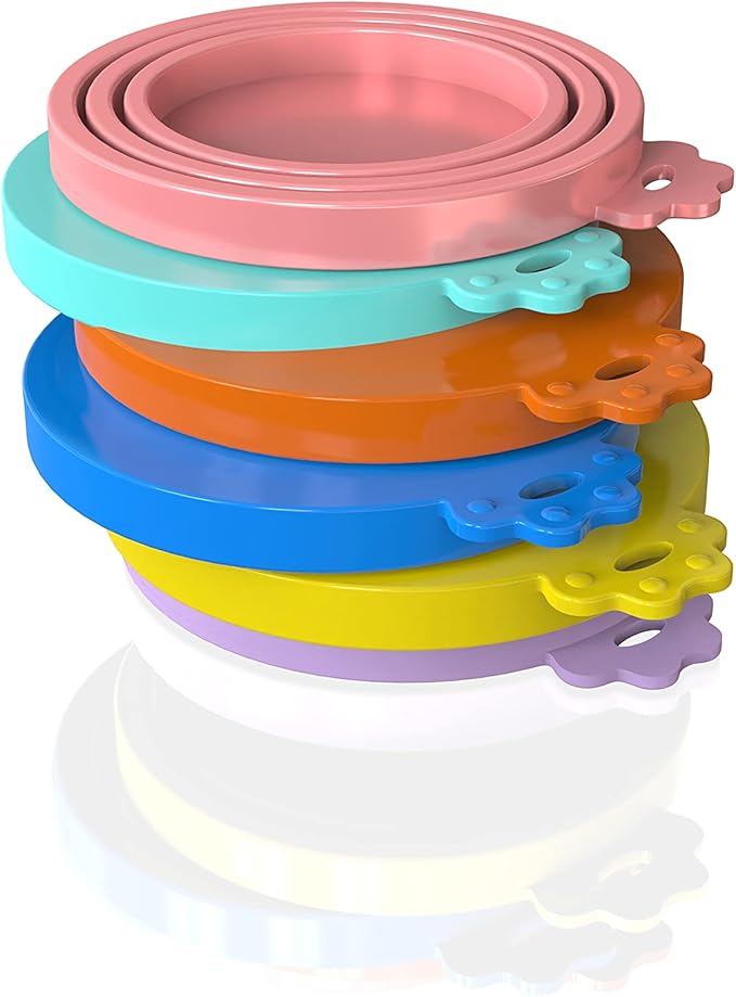 WANBAO 6 Pcs Food Can Lids Pet Can Covers for All Standard Size Dog and Cat Food Can Lids, Mix Color Light Blue, Light Green