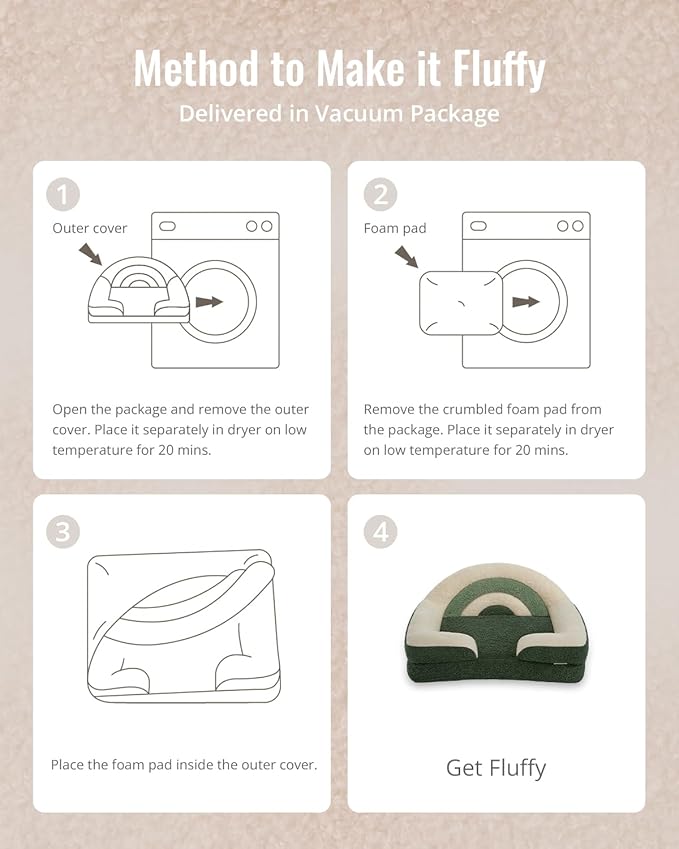 Blissful Diary Foam Cat Bed Small Size, Washable Pet Bed for Cats and Dogs, Soft Teddy Plush with Rainbow Design (Green)