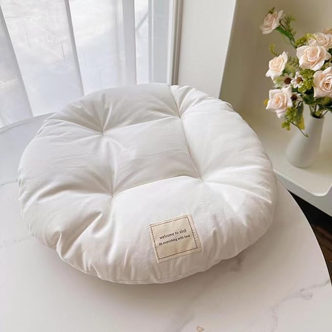 SHENGOCASE 2-Pack 15.7" Round Soft Cat Kneading Pillow Cushion Bed for Dog House Perch, Cushion Pad Padding (White)