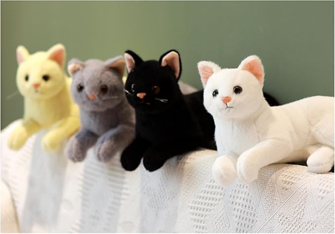 Cute cat Plush Toys, pet Animal Stuffed Toys, Children's Gifts, (Black)