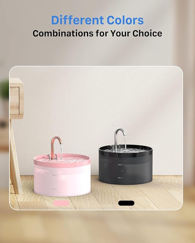 Cat Water Fountain Pink for Drinking: 67oz/2L Cat Fountain - Cute Pet Water Fountain for Cats Inside - Quiet Cat Drinking Fountain - Faucet Pet Fountain - Suitable for Kitty & Kitten - GIOTOHUN