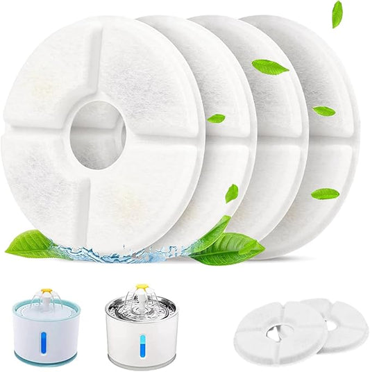 4 Pack Cat Water Fountain Filter Replacement, Round Carbon Filters for 81oz/2.4L Stainless Steel Top Automatic Pet Fountain, Compatible with Wonder Creature Cat Fountain