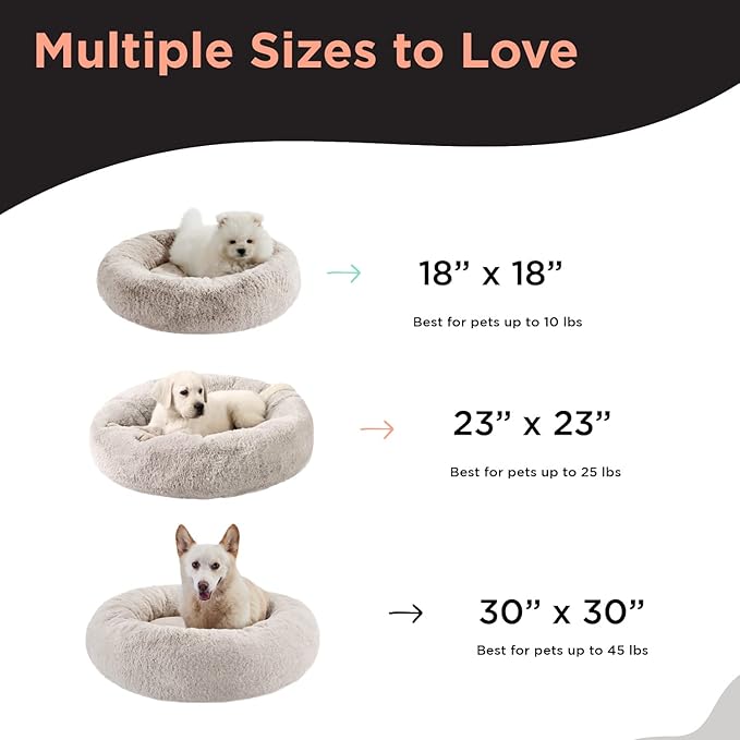 Best Friends by Sheri SnuggleSoft Faux Fur Calming Donut Bed for Dogs, Brown, Small, 23x23