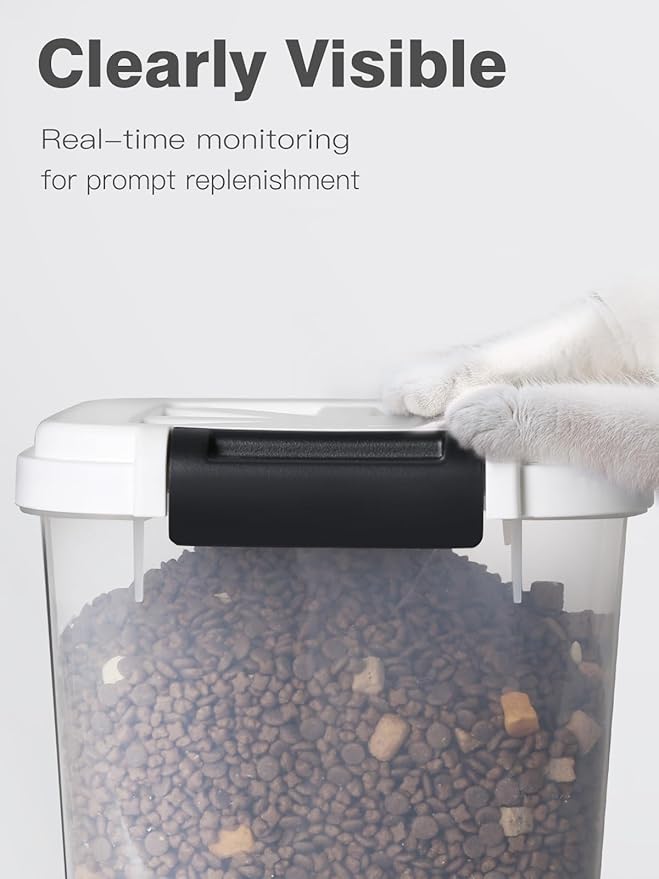 5 lbs Dog Food Storage Container with Lids Airtight Pet Food Container Cat Treat Container, Dry Pet Food Storage Bin for Cereal, Birds, Rice and Grain(6 lbs), White