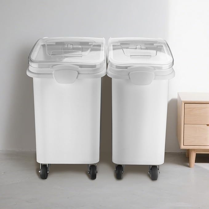 Ingredient Storage Bin,31 Gallon Dispenser Bin with Scoop for Dry Food, Sugar, Baking Supplies,Kitchen Rice Cereal Flour Bin,BPA Free,Pet Food Storage Container,Dog Cat Birds Food (31 Gallon)