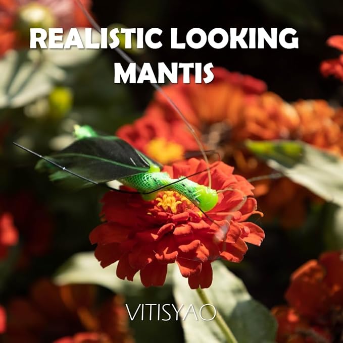 Cat Insect Feather Toys Replacement - 2 Pcs Handmade Natural Mantis - Cat Toy Wand Refills - Interactive Kitten Teaser Wand Attachments - Kitty Toys for Indoor Cats Play