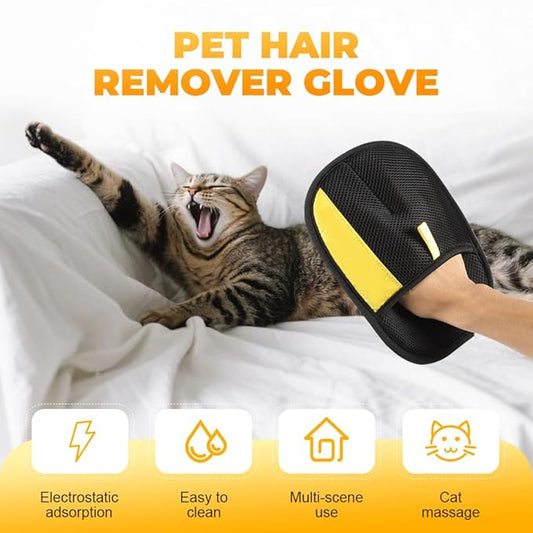 Pet Hair Remover Gloves, 2025 Upgraded Pet Grooming Gloves Hair Remover Electrostatic, Premium Efficient Hands on for Dogs, Cats & Horses (1PCS)