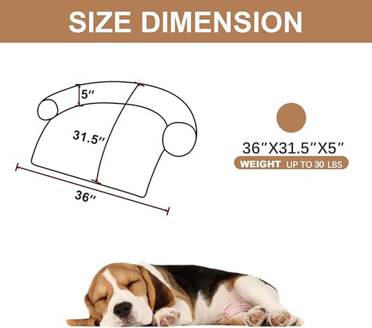 Calming Dogs/Cats Bed Mats, Dog Pad Washable Removable Couch Cover, Plush Long Fur Mat for Pets, Waterproof Lining, Perfect for Small, Medium and Large Dogs and Cats (Desert Brown, 36"x31")