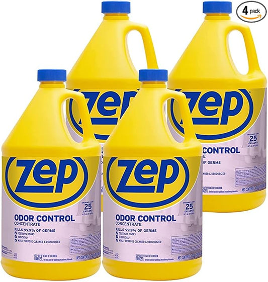 Zep Odor Control Concentrate - 1 Gallon (Case of 4) ZUOCC128 - Cleans, Deodorizes, Disinfects, Kills Many Household Germs, Removes Mildew Stains, Destroys Odors