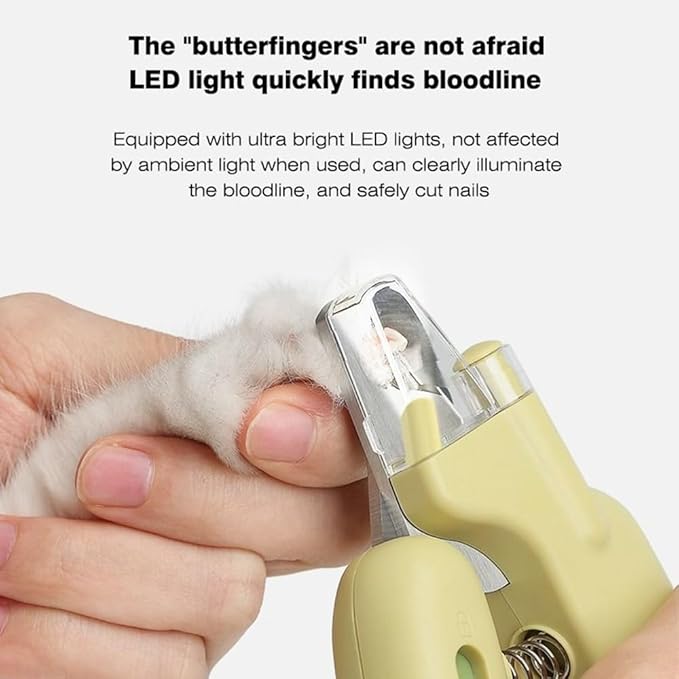 LED Pet Nail Clippers,Upgrade Cat Nail Clipper with Light,Cat Claw Trimmer Nail Clippers for Dogs,Trim Your Pets Nails Easy and Pain-Free Grooming Tool for Small Animals (Yellow)