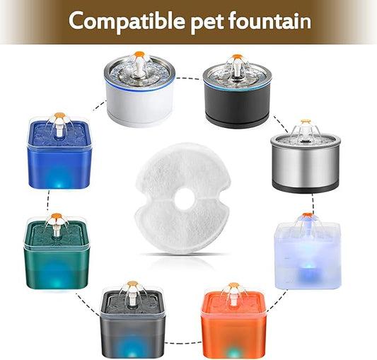 Cat Water Fountain Filter, Multiple Filtration Pet Water Fountain Replacement Filter,8 or 12 Packs of Cotton Activated Carbon Cat Fountain Filter(Filter 8 Pack)
