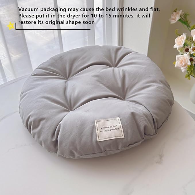 SHENGOCASE 2-Pack 15.7" Round Soft Cat Kneading Pillow Cushion Bed for Dog House Perch, Pad Padding for Cat Cage Kennel (Grey)