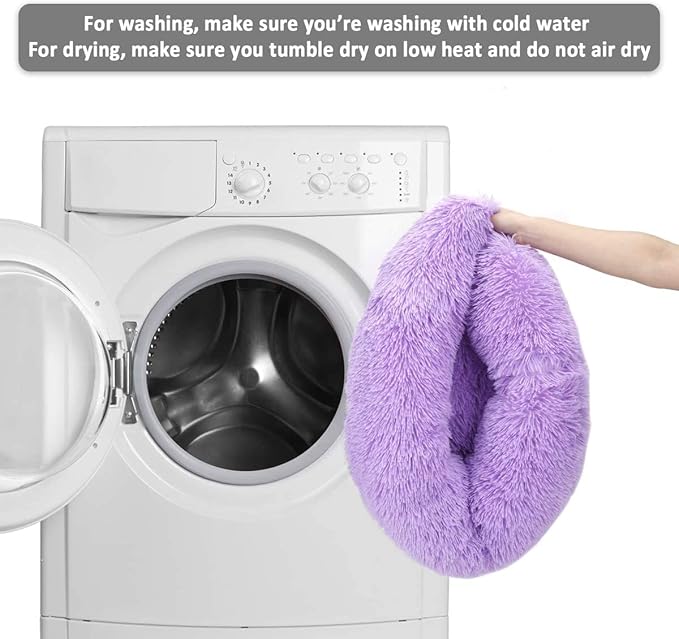Large Cat Beds for Indoor Cats - Dog Beds for Small Medium Dogs, Large Cat Bed Washable 24 Inches, Anti Anxiety Round Fluffy Plush Faux Fur Pet Bed