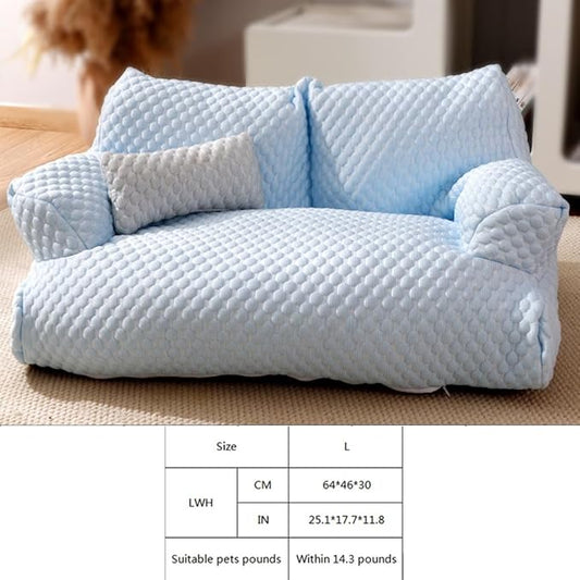 Pets Cute Couch,Cool Fabric Cat Sofa,Cat Beds for Indoor with Armrest,Pet Sofa Multiple (Purple, Large)