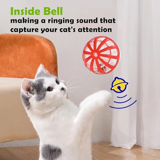 Cat Jingle Balls Toys 20Pcs 10 Styles 1.5" Plastic with Bells - Indoor Kitten Rattle Toy, Gift Box for Safe Play, Training & Interactive Fun