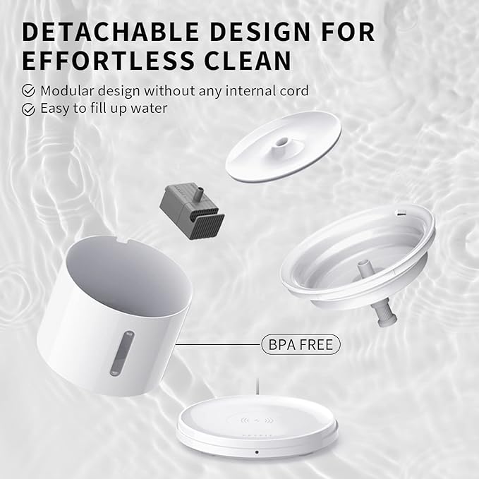 PETKIT EVERSWEET Solo 2 Cat Water Fountain with Wireless Pump, Ultra Quiet 70oz/2L Pet Water Fountain for Cats and Dogs Inside, 3 Working Modes, Visualization Window, App Control