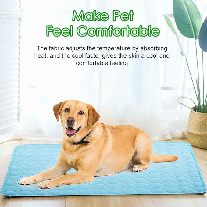 Pet Cooling Mat: Ice Silk Self Cooling Pad for Dogs & Cats, Beds & Car Seats