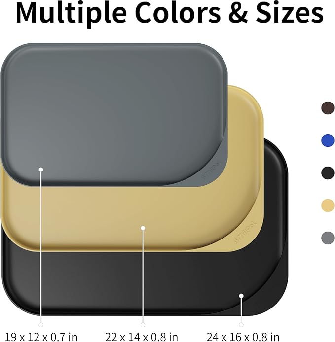 Silicone Pet Feeding Mat with Raised Edge & Residue Collection Pocket for Food and Water, Dog Bowl Mats, Cat Bowls Placemat with High Lip for Floor Waterproof, 22 x 14 x 0.8 Red