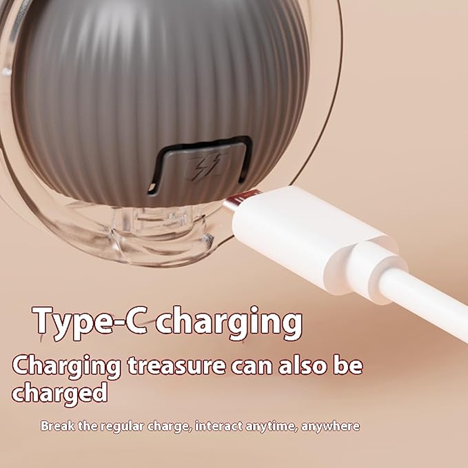 Interactive Cat Toy Ball 2025, Smart Automatic Rolling Ball for Indoor Cats, Fast Moving Mouse Cord Design, Self-Rolling Cat Toy on Carpet, Fun Gift for Kittens & Cats (Grey)