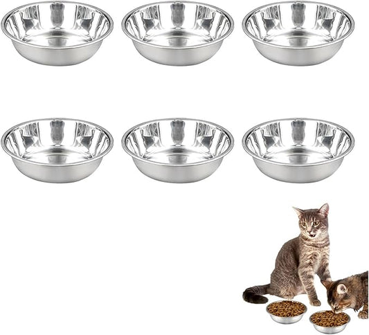 6 pcs Stainless Steel Cat Bowls for Indoor Cats, 5.5" Small Dog Water Bowl, 12 Oz Metal Cat Food Bowl Shallow Pet Bowls, Easy to Clean Dog Dishes for Food and Water (6Pcs)