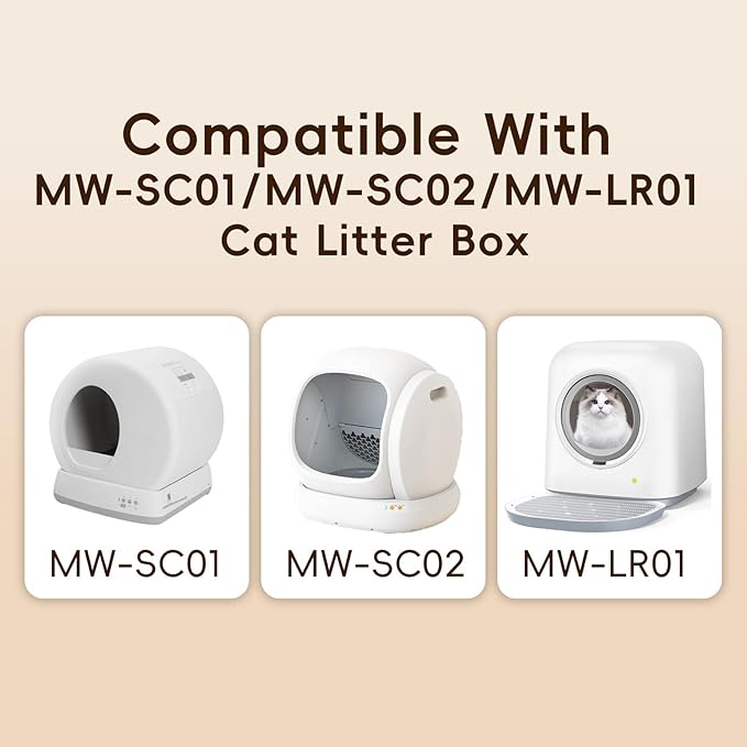 Cat Litter Box Liners Bag Fit For MW-SC01/MW-SC02/MW-LR01 Automatic Self Cleaning Cat Litter Box, Waste Bags, 18" x 12.6"Heavy Duty Replacement Trash Bags with Drawstring (White, 60 Counts)