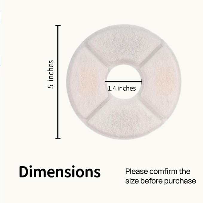 4 Pack Cat Water Fountain Filter Replacement, Round Carbon Filters for 81oz/2.4L Stainless Steel Top Automatic Pet Fountain, Compatible with Wonder Creature Cat Fountain