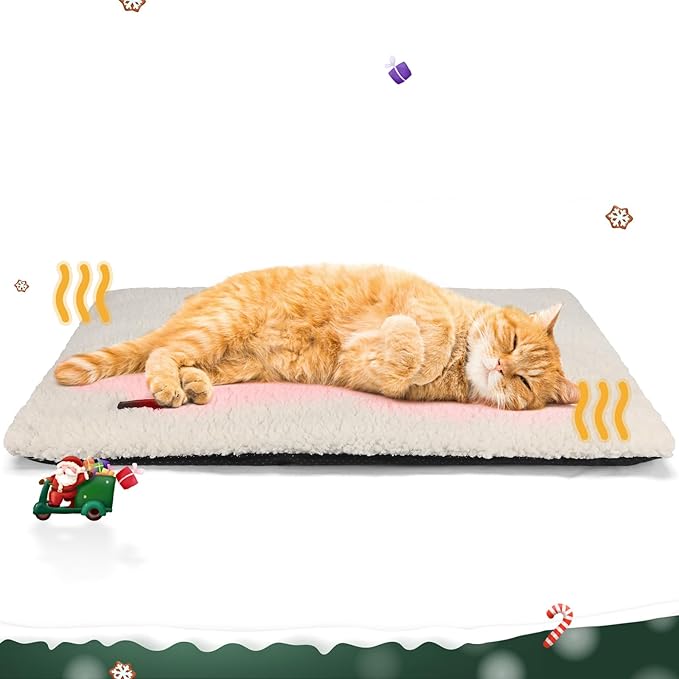 Self Warming Cat Bed Self Heating Cat Dog Mat 24 x 18 inch Extra Warm Thermal Pet Pad for Indoor Outdoor Pets with Removable Cover Non-Slip Bottom Washable Non Electric