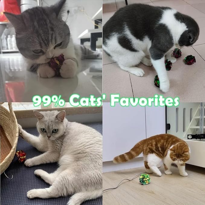 Mylar Crinkle Balls Cat Toys Interactive Crinkle Cat Toy Balls Independent Pet Kitten Cat Toys for Fat Cats Kittens Exercise, Soft and Right Size (6 Pack)