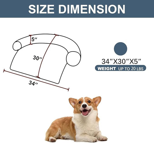 Calming Dogs/Cats Bed Mats, Dog Pad Washable Removable Couch Cover, Plush Long Fur Mat for Pets, Waterproof Lining, Perfect for Small, Medium and Large Dogs and Cats (Navy Blue, 34"x30")