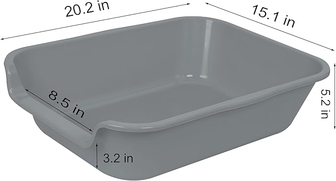 2 Pack of Extra Large Cat Litter Box (ABS Material), Low Entry Senior Litter Pen for Geriatric Kitty Big Cats, Jumbo Pet Safe Litter Boxes Tray for Indoor Pets Potty (Gray, 20" L x 15.5" W)