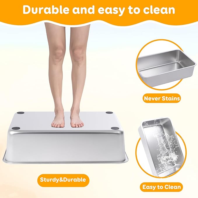 Enclosed Stainless Steel Litter Cat Box with Lid for Big Cats, Top Entry Covered Jumbo Metal Tray, Extra Large, High Sides, Durable, Anti Leakage, Odorless, Non-Sticky, FOXORU