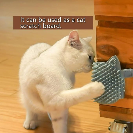 Cat Pet Self Grooming Comb Brush - Multi Functional Catnip Flavor Corner Massage Glove Tool for Kitten Puppy Relaxing, Extra Soft Silicone Pins Handy Hair Shedding Trimming
