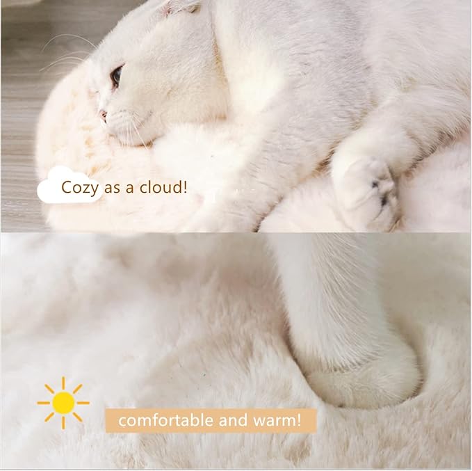 SHENGOCASE 2-Pack 13.8" x 13.8" Square Faux Rabbit Fur Cat Dog Bed Cushion Pad Mat, Cat Tree Tower Replacement Cushion Pad for Window Perch, Cat Dog Carrier House Cage Crate Kennel