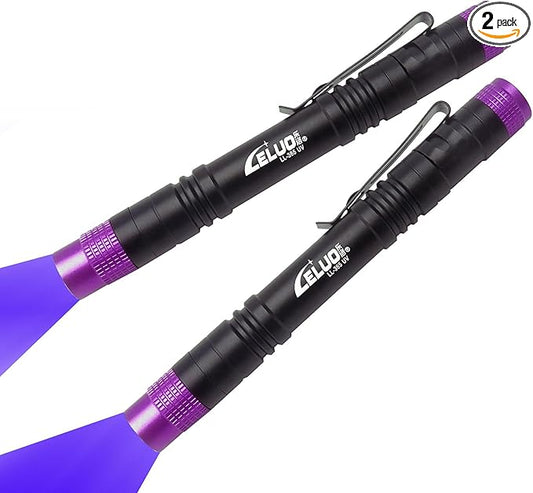 365nm UV Flashlight, Portable Black Light LED Flashlight, Mini Black Light for Pet Urine Detection, Handheld UV Flashlight for Resin Pet Urine Nails Money Pack of 2