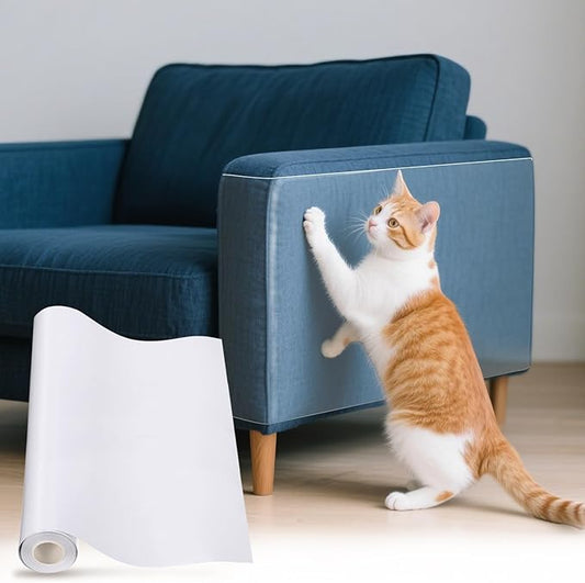 uxcell Anti Scratch Furniture Protector, 1 Roll 197" x 18" Single-Sided Sticky Couch Protector from Cat Claws, Clear Protectors from Cats Scratching for Sofa Corners, Walls, Doors