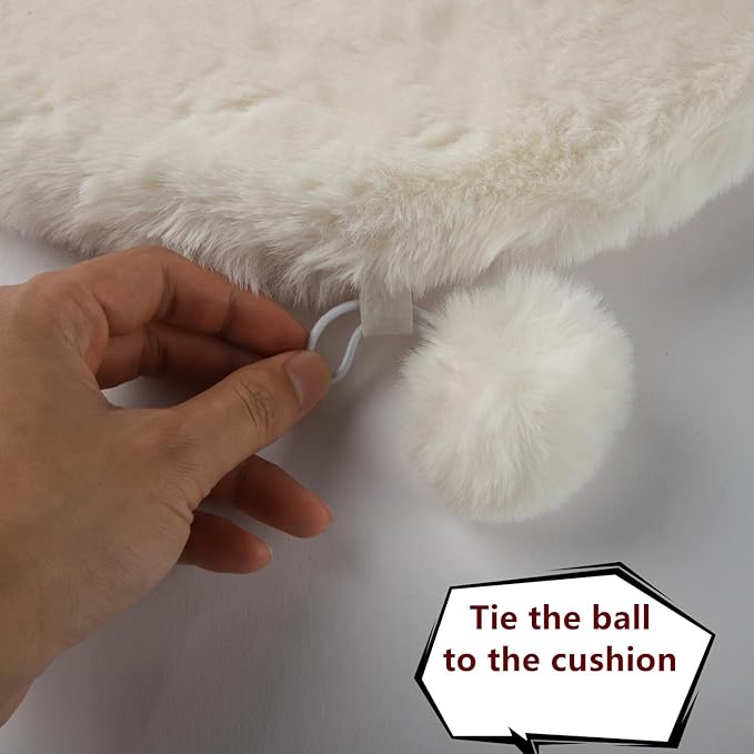 SHENGOCASE 2-Pack Oval 11" x 15" Faux Rabbit Fur Cat Condo Replacement Cushion. Cat Dog Bed Cushion Pad Mat, Pad for Window Perch Tree Tower, Carrier Cage Crate Kennel Furniture