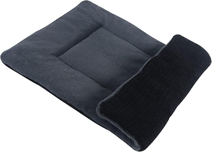 Reversible Dog Bed Mat with Plush and Corn Velvet,Soft Warm Pet Cushion, Dual Purpose Washable Sleeping Mattress Bed for Small Medium Large Dog and Cat XB004 (48"*30", Dark Grey)