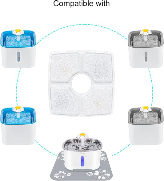 Wonder Creature Cat Water Fountain Filter, Square Cat Fountain Replacement Filters, 8 Carbon Filters Pack
