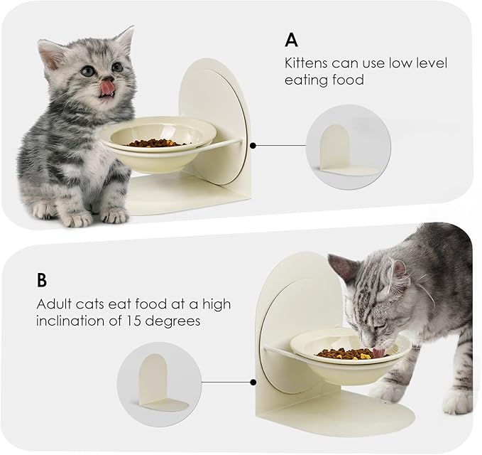 2-Pack Adjustable Cat Bowls with Magnetic Iron Stand & Ceramic Bowls – Dual Height & Angle Adjustable, Non-Slip Design for Comfortable Feeding