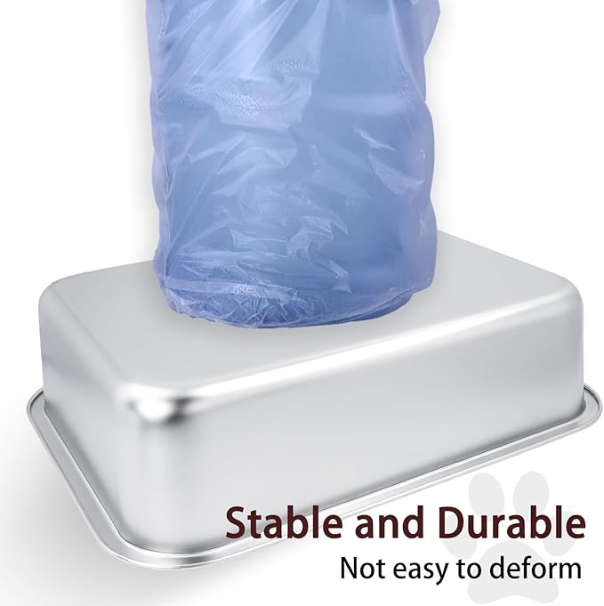 Small Stainless Steel Litter Box for Kittens, 15.5"×11.6"×4" Metal Litter Box for Kitten Rust-Proof, Non Stick, No Smell, Easy to Clean for Cats Rabbits