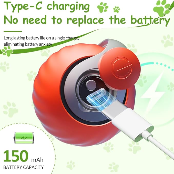 Interactive Cat Toys for Indoor Cats, Smart Interactive Cat Toy Ball with Tail Automatic Kitten Toys for Bored Indoor Adult Cats Two Speed Adjustment (Blue&Orange)