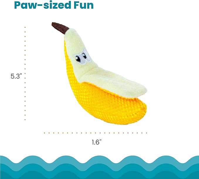 Catstages Dental Banana Cat Toy with Catnip, Interactive Chew for Healthy Teeth and Gums, Engages Hunting Instincts, Durable Indoor Play for Cats, Yellow