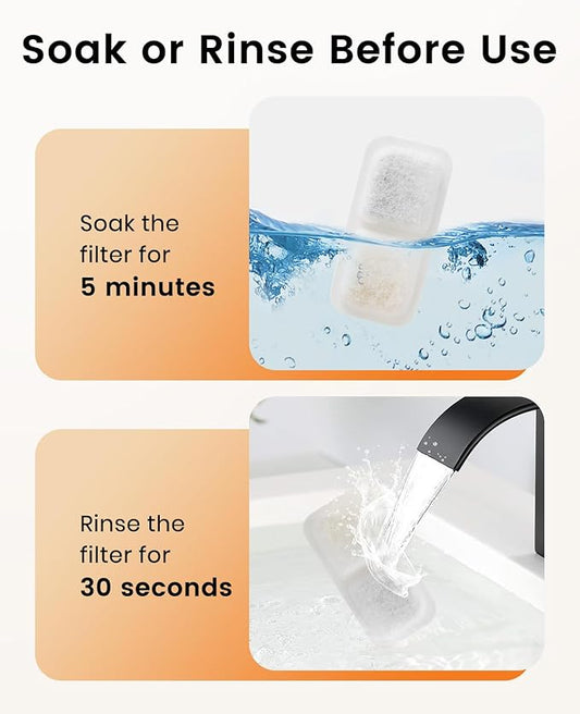 oneisall Cat Water Fountain Filters Replacement, 4 Pack for 67oz/2L Stainless Steel Fountain, Easy to Install and Clean
