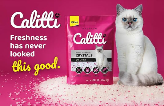 Crystals Premium Cat Litter Non-Clumping - Maximum Odor Control, 99.9% Dust Free, Soft on Paws, Unscented 32 lb (4 x 8 lb Packs)