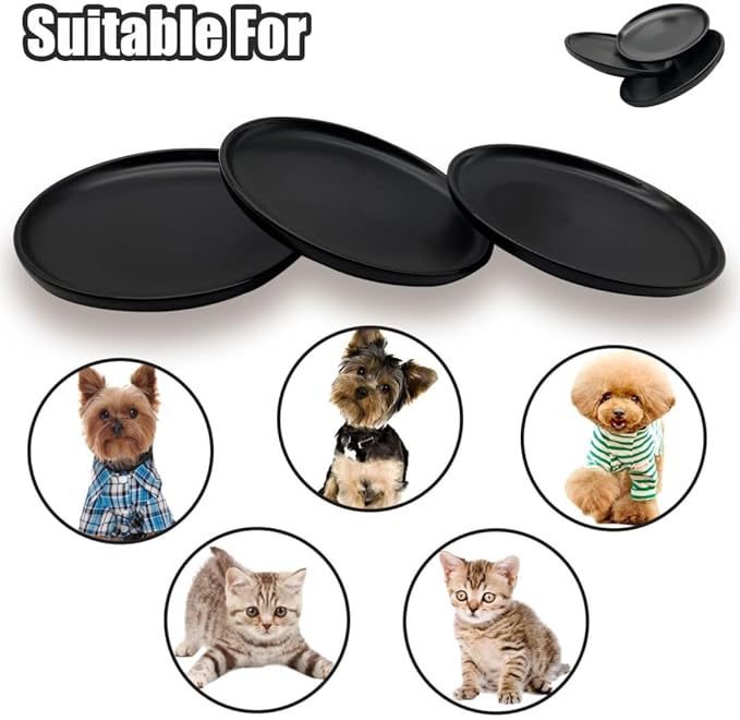 Fhiny 3PCS Ceramic Shallow Cat Dish, 6 Inch Whisker Fatigue Free Cat Feeder Bowls Food Saucer Single Pet Plate Great for Kitten Kitty Flat Faced Short Legged Cat Dishwasher Safe