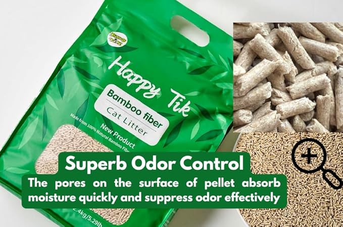 Plant-Based Bamboo Fiber Cat Litter, Green & Eco Friendly, Flushable & Resealable, Dust Free, Instant Clumping, Odor Control - Multiple Packs (2 Packs)
