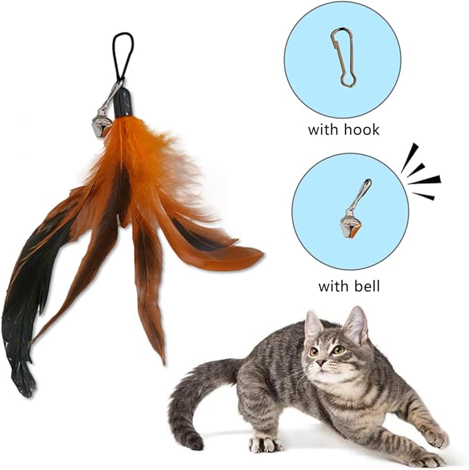 LogFaadCoi 10-Pack of Vibrant Feathered Cat Toy Refills: Perfect Wand Attachments for Indoor Cats, Enhance Your Pet's Playtime with These Exciting Replacement Feather Cat Toys